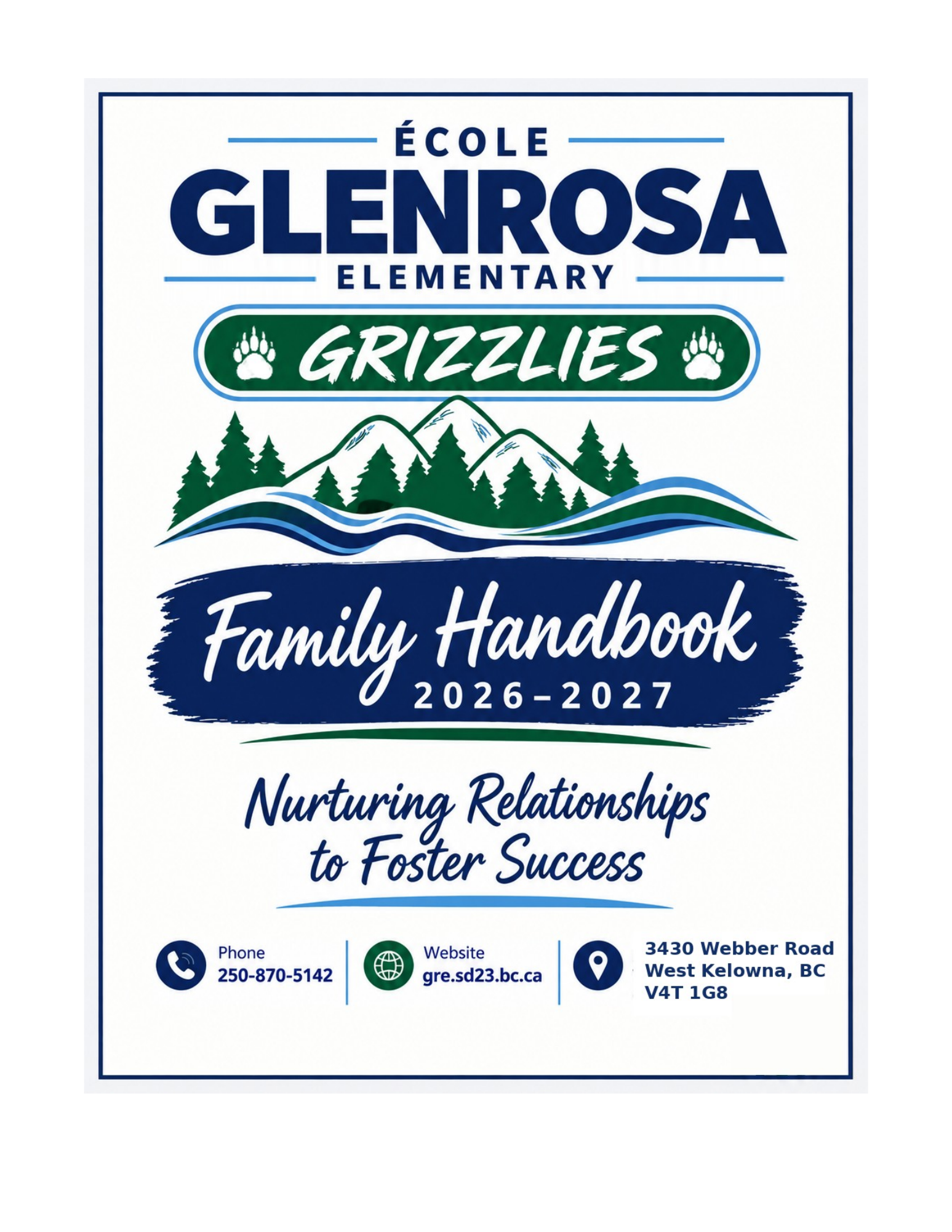 École Glenrosa Family Handbook Cover 2026 2027